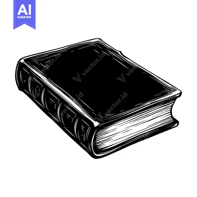 Aset desain premium: Black and White Illustration of a Closed Book