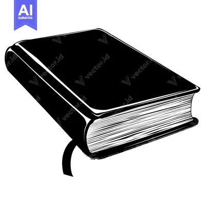 Aset desain premium: A Silhouette of a Closed Book with Visible Pages