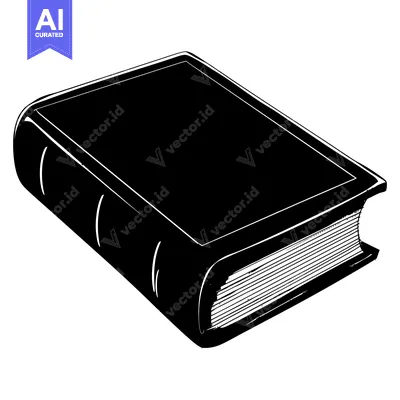Black and White Illustration of a Closed Book