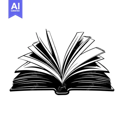 Aset desain premium: Open Book with Black and White Pages and a Thick Spine