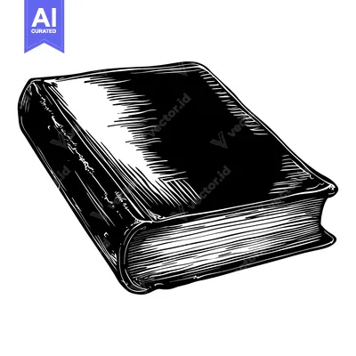 Aset premium populer: Black and White Illustration of a Closed Book