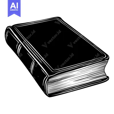 A Black and White Illustration of a Closed Book