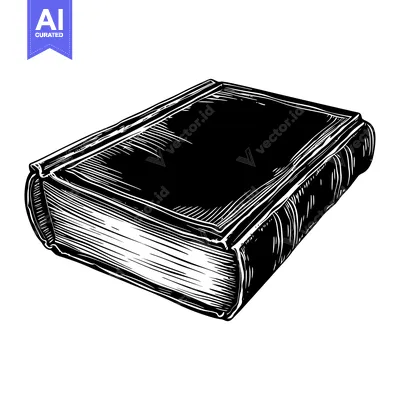 Black and White Illustration of a Closed Book
