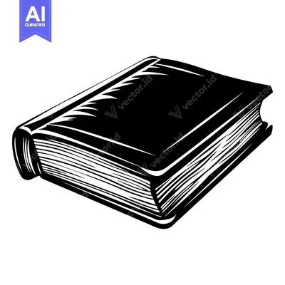 Aset desain premium: Black and White Illustration of a Closed Book