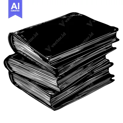Aset desain premium: A Stack of Three Textured Books in Black and White