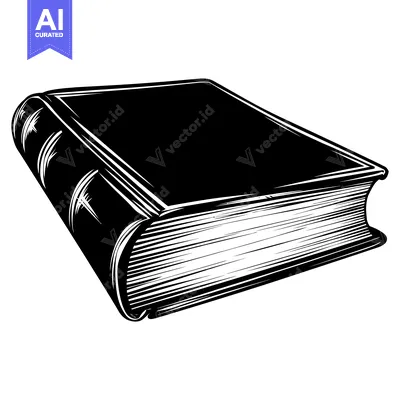Black and White Illustration of a Closed Book