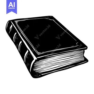 Black and White Illustration of a Closed Book