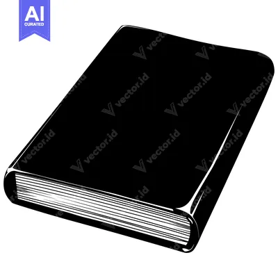 Black and White Illustration of a Closed Book