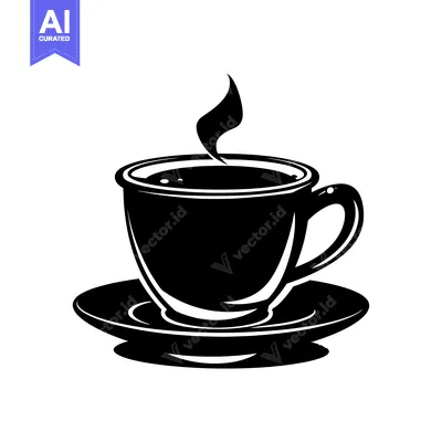 Aset premium populer: Steaming Cup of Coffee on Saucer
