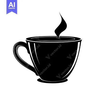 Aset premium populer: Silhouette of a steaming cup of coffee or tea