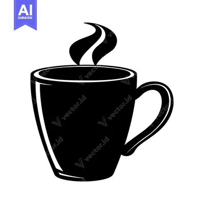 Popular premium asset: Silhouette of a steaming coffee mug with a handle