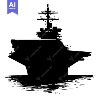 Aset premium populer: Silhouette of an Aircraft Carrier at Sea