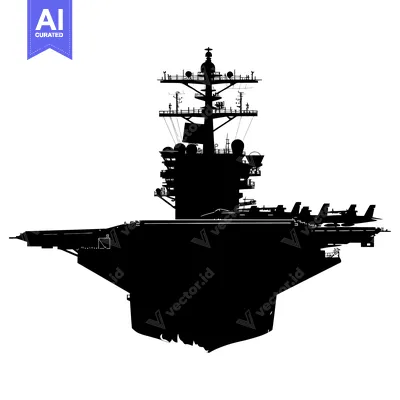 Aset premium populer: Black Silhouette of an Aircraft Carrier with Jets on Deck