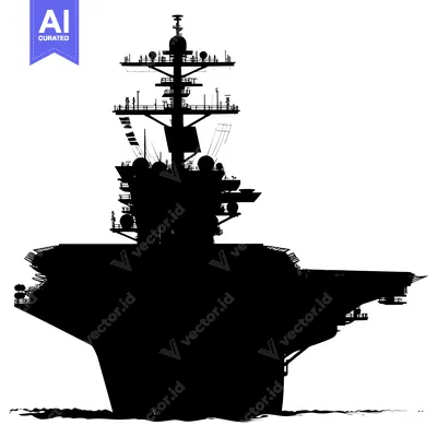 Silhouette of a Large Aircraft Carrier at Sea