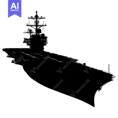 Aset premium populer: Black and White Silhouette of a Military Aircraft Carrier