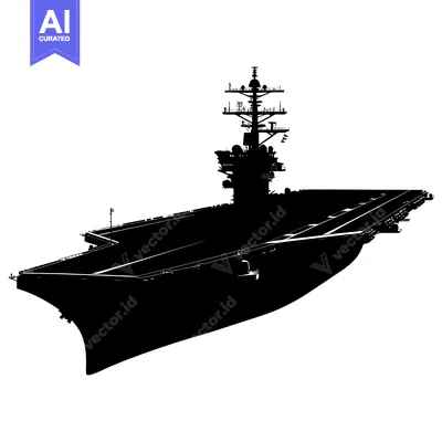 Popular premium asset: Silhouette of an Aircraft Carrier with a Detailed Superstructure