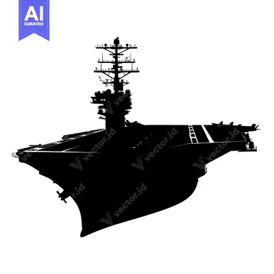 Aset premium populer: Black and White Silhouette of an Aircraft Carrier with Planes