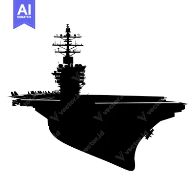 Aset premium populer: Black and White Silhouette of an Aircraft Carrier