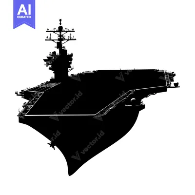 Aset premium populer: Black and White Silhouette of an Aircraft Carrier