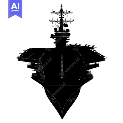 Premium design asset: Silhouette of a US Navy Aircraft Carrier with a Flight Deck