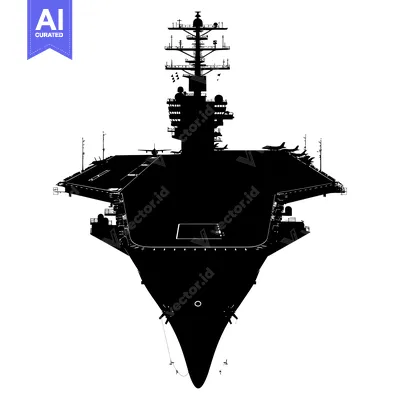 Silhouette of an Aircraft Carrier with Planes