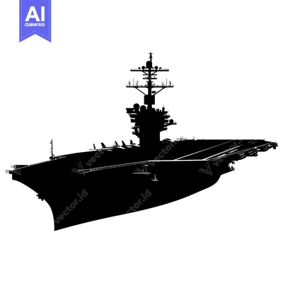 Popular premium asset: Silhouette of a Modern Aircraft Carrier with its Flight Deck