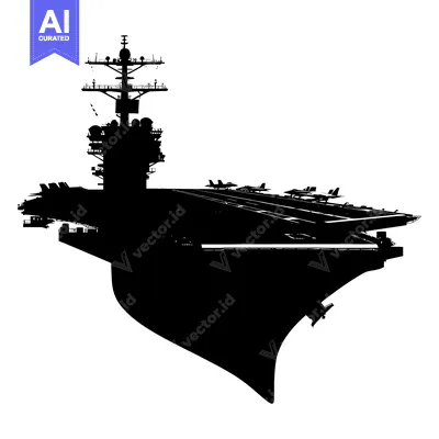 Aset premium populer: Silhouette of an Aircraft Carrier with Jet Fighters on Deck