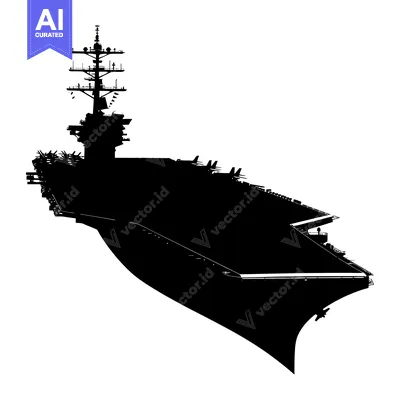 Aset premium populer: Black and White Silhouette of an Aircraft Carrier