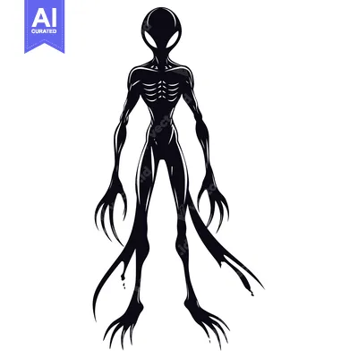 Popular premium asset: Black and White Silhouette of an Alien with Long, Sharp Fingers