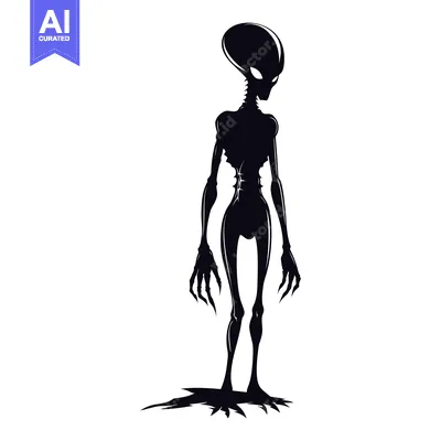 A Silhouette of a Tall, Thin Alien with Claws
