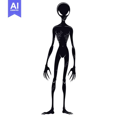 Aset desain premium: Black and White Silhouette of an Alien with Claws