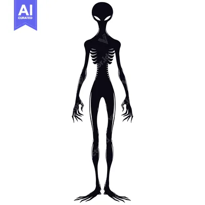 Aset desain premium: Black Silhouette of an Alien with Sharp Claws
