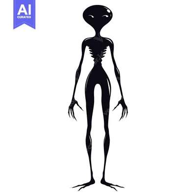 Aset premium populer: Black Silhouette of an Alien Standing Tall