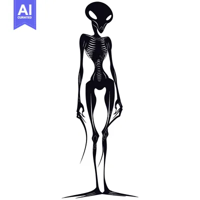 Aset premium populer: Silhouette of a Tall, Slender,  Alien Figure with a Bird-Like Head