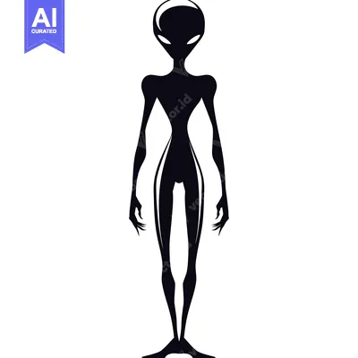 Popular premium asset: Black and White Silhouette of a Humanoid Alien