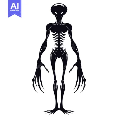 Popular premium asset: A Black and White Silhouette of a Tall, Slender, Alien-Like Creature