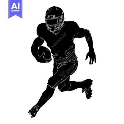 Aset premium populer: Silhouette of a Football Player Running with a Ball