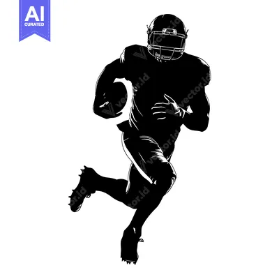 Aset desain premium: Silhouette of a Running American Football Player