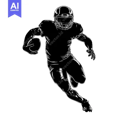 Aset premium populer: Silhouette of a Football Player Running with the Ball