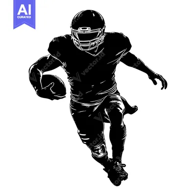Aset premium populer: Silhouette of a Football Player Running with the Ball