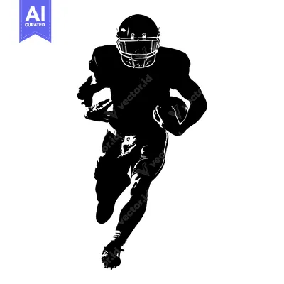 Aset desain premium: Silhouette of a Football Player Running with the Ball