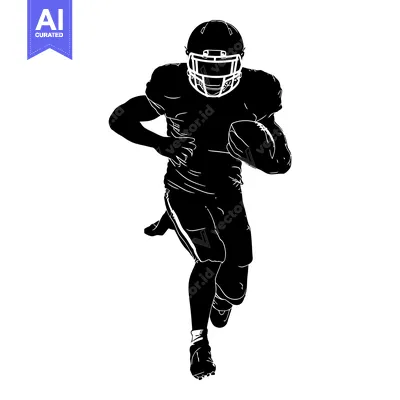 Aset premium populer: Silhouette of a Football Player Running with the Ball