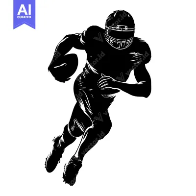 Silhouette of a Football Player Running with the Ball