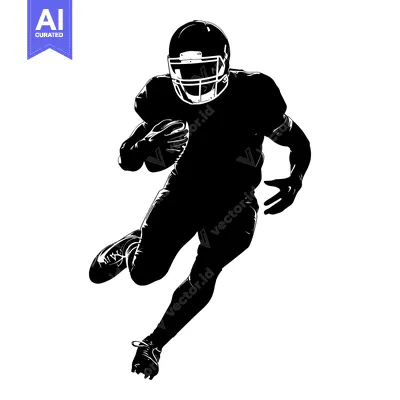 Aset premium populer: Silhouette of a Football Player Running with the Ball