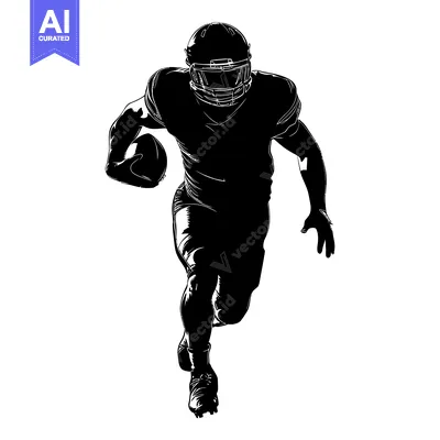 Premium design asset: Silhouette of a Football Player Running with the Ball
