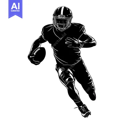 Aset premium populer: Silhouette of a Football Player Running with the Ball