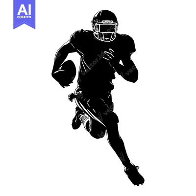 Aset premium populer: Silhouette of a Running American Football Player