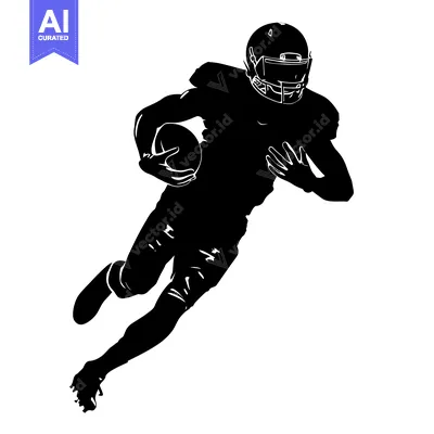 Silhouette of an American Football Player Running with the Ball
