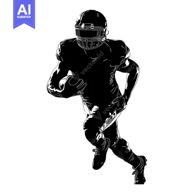 Silhouette of a Football Player Running with the Ball