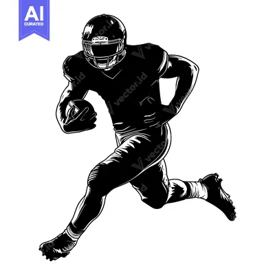 Silhouette of a Football Player Running with the Ball